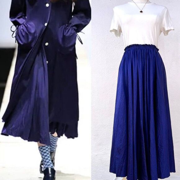 NWT BOURIE Runway Cobalt Blue Plisse Midi Skirt With Pockets US Sz M / Korean L - Picture 14 of 14